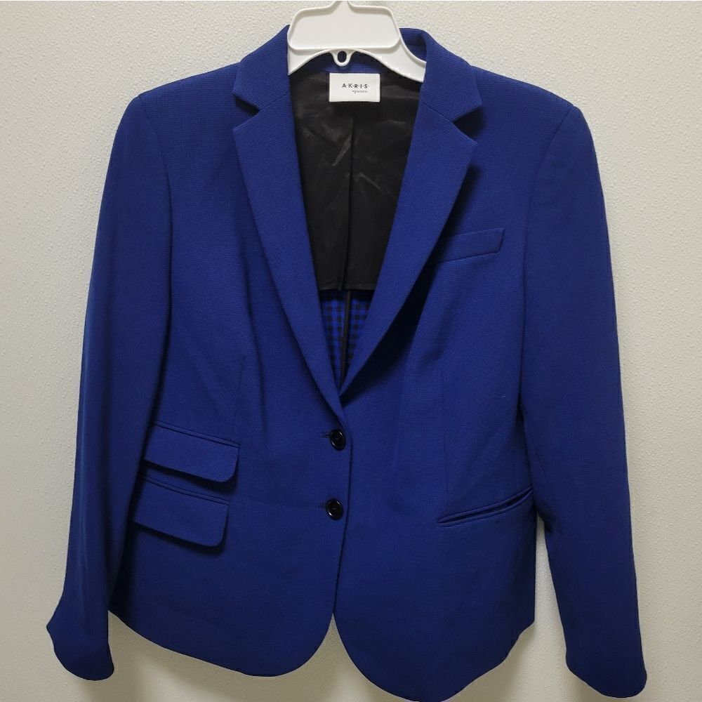 AKRIS PUNTO BLUE Double Button Blazer Jacket Size 14
